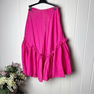 Rare 1980’s Chris Collars Hot Pink Ruffle Hem Skirt